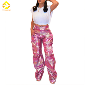 Silk Shiny Pants 2024 Women Stunning Hipster Y2k High Waist Button With Pockets Straight Trousers