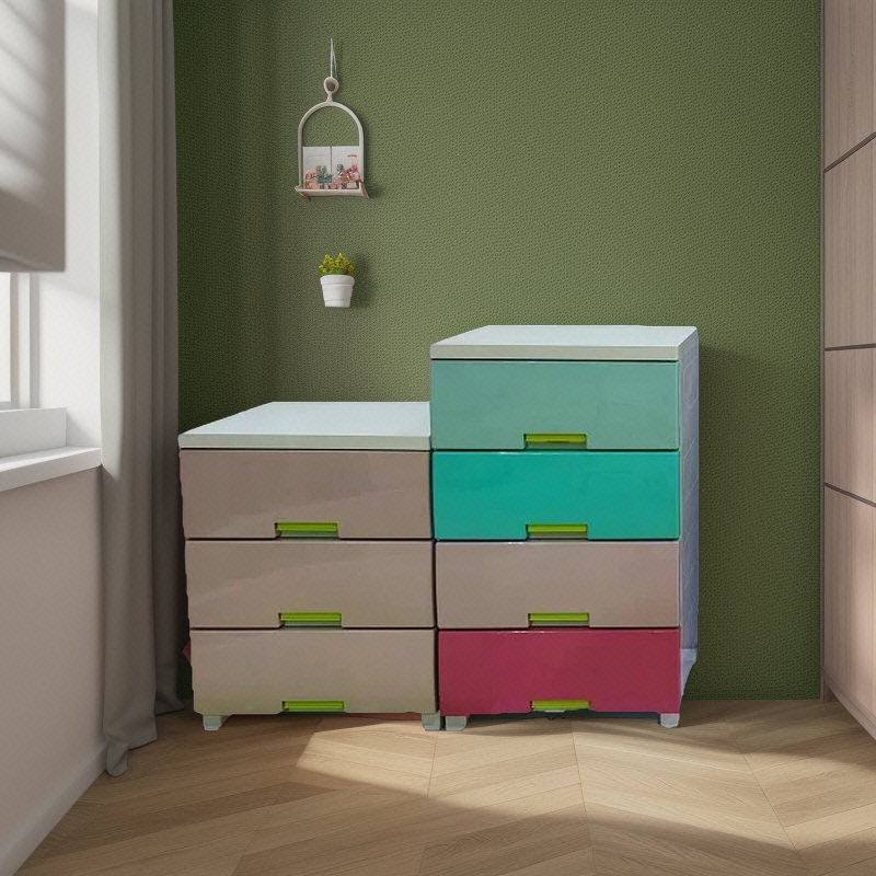 Home Living Room Entryway 2/3/4/5 Tier ABS Plastic Storage Cabinets with Drawers Bedside Lockers for Efficient Organization