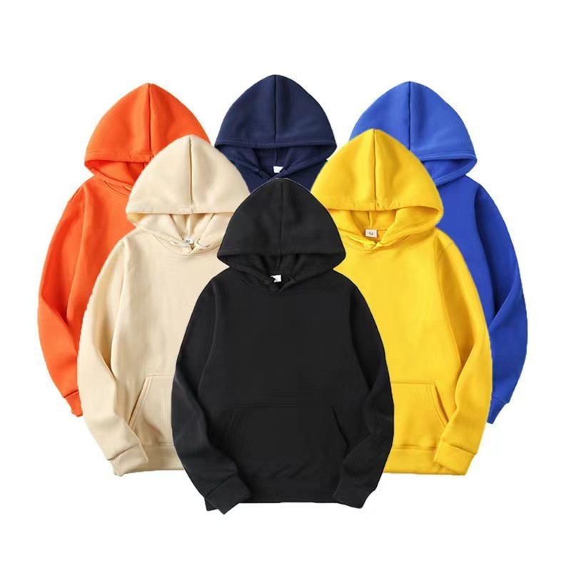 350g men's blank version hoodie 2024 new solid color fleece pullover trend hoodie loose can be customized pattern logo hoodie