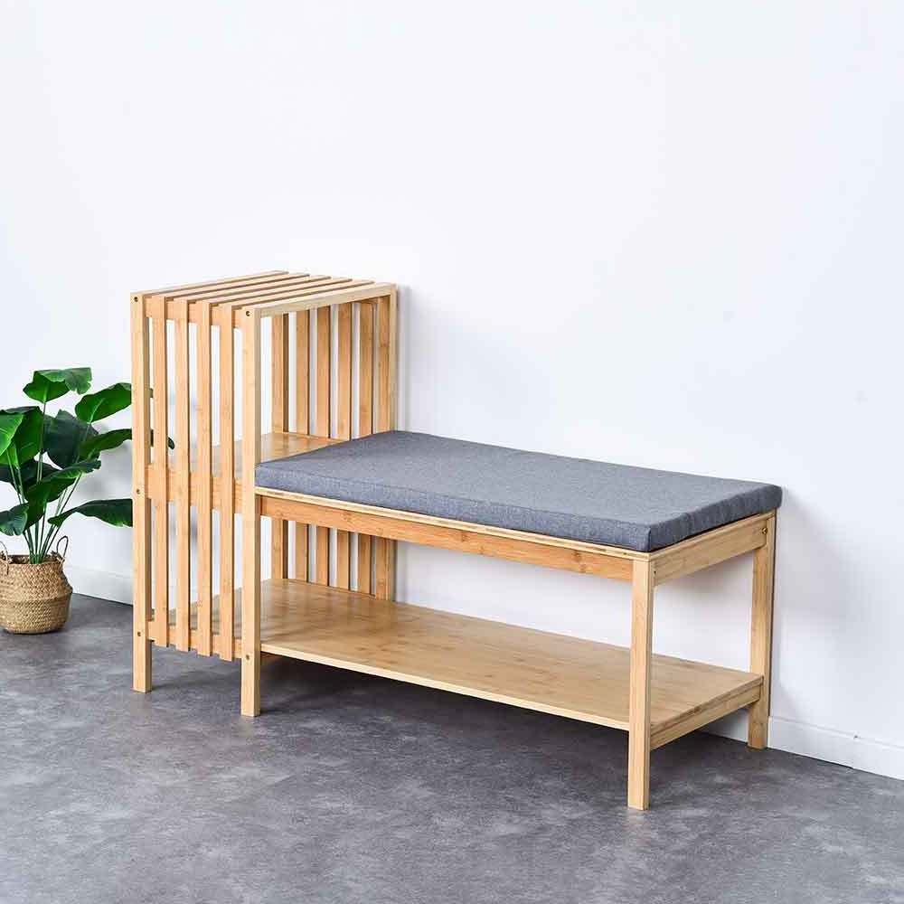 Living Room Entryway Furniture Foot Stool Ottoman Modern Wooden Shoe Rack Shoe Cabinet Storage Bench With Soft Seat Cushion