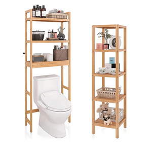 Multi Tier Bamboo Rack for Bamboo Bathroom Storage Shelf Bamboo Over Toilet Rack Shelf