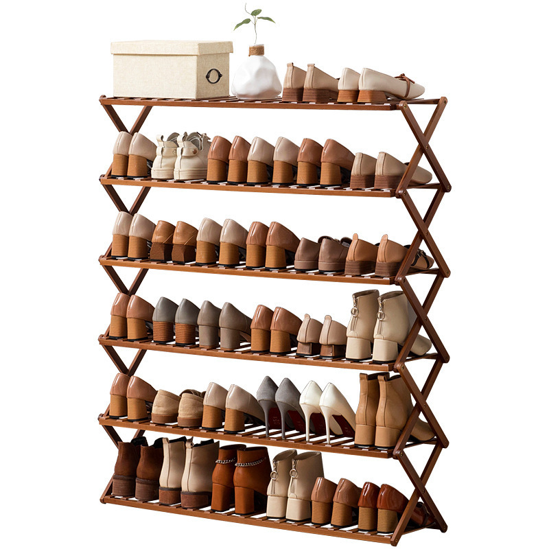 Foldable Bamboo 5 Tier Shoe Rack Organizer Storage Racks For Entryway