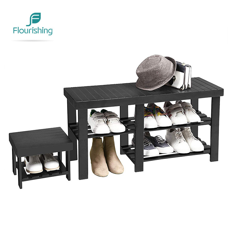 Factory Sale Various Widely Used 3-Tier Bamboo Wood Shoe Organizer Storage Shelf Wooden Shoe Rack Bench