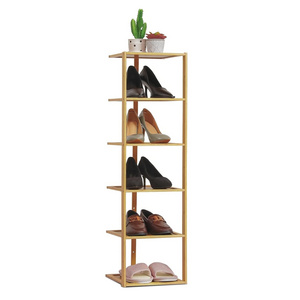 Furniture Shoe Rack Storage Single Pairs Shoe Shelf for Small Spaces Corner Bamboo Narrow Shoe Rack