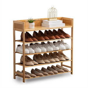 Shoe Rack 5 Tier Shoe Shelf Storage Organizer for Entryway Hallway Bamboo Shoe Rack Organizer