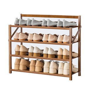 Customized Tiers Shoe Rack Stackable Natural Bamboo Shoe Shelf Storage Bamboo Shoe Organizer