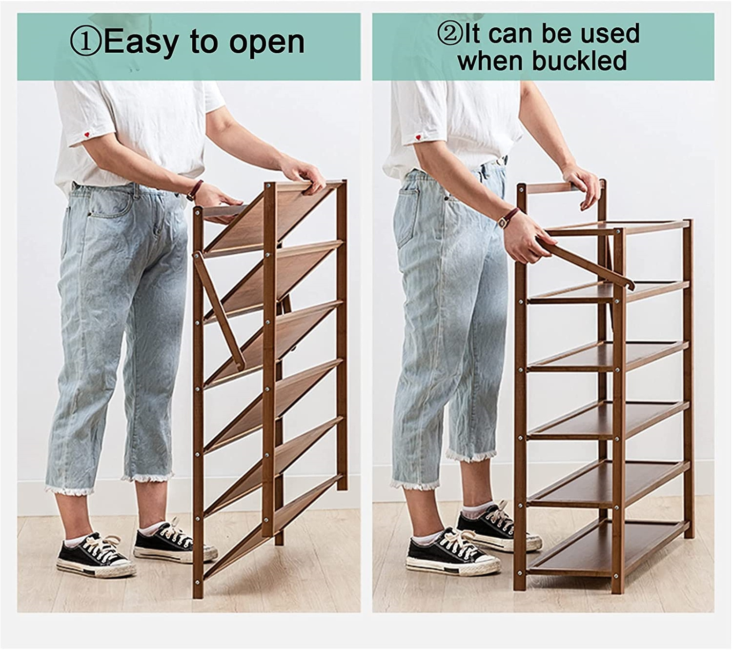 Customized Tiers Shoe Rack Stackable Natural Bamboo Shoe Shelf Storage Bamboo Shoe Organizer