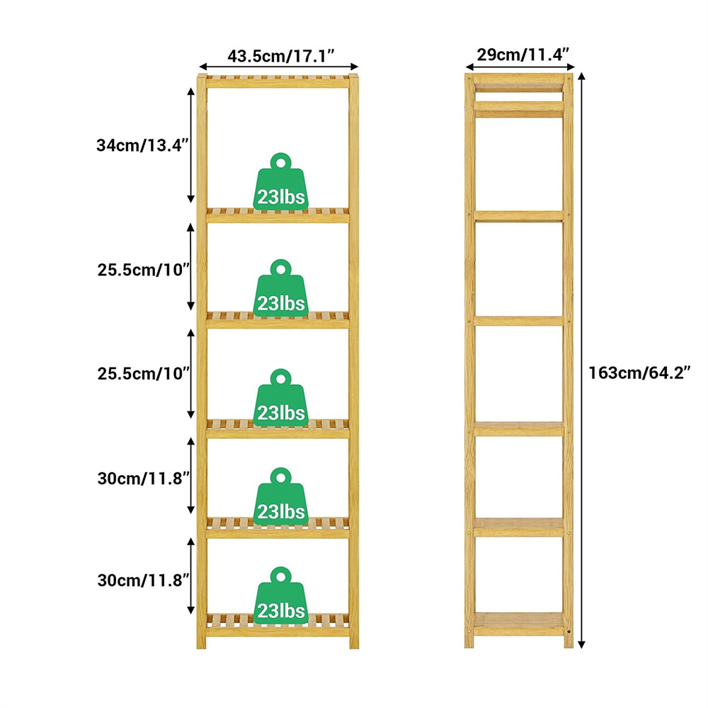 6 Tier Narrow Shelf Multifunctional Storage Rack Stand Bamboo Corner Shelf for Kitchen Bathroom Storage Shelf