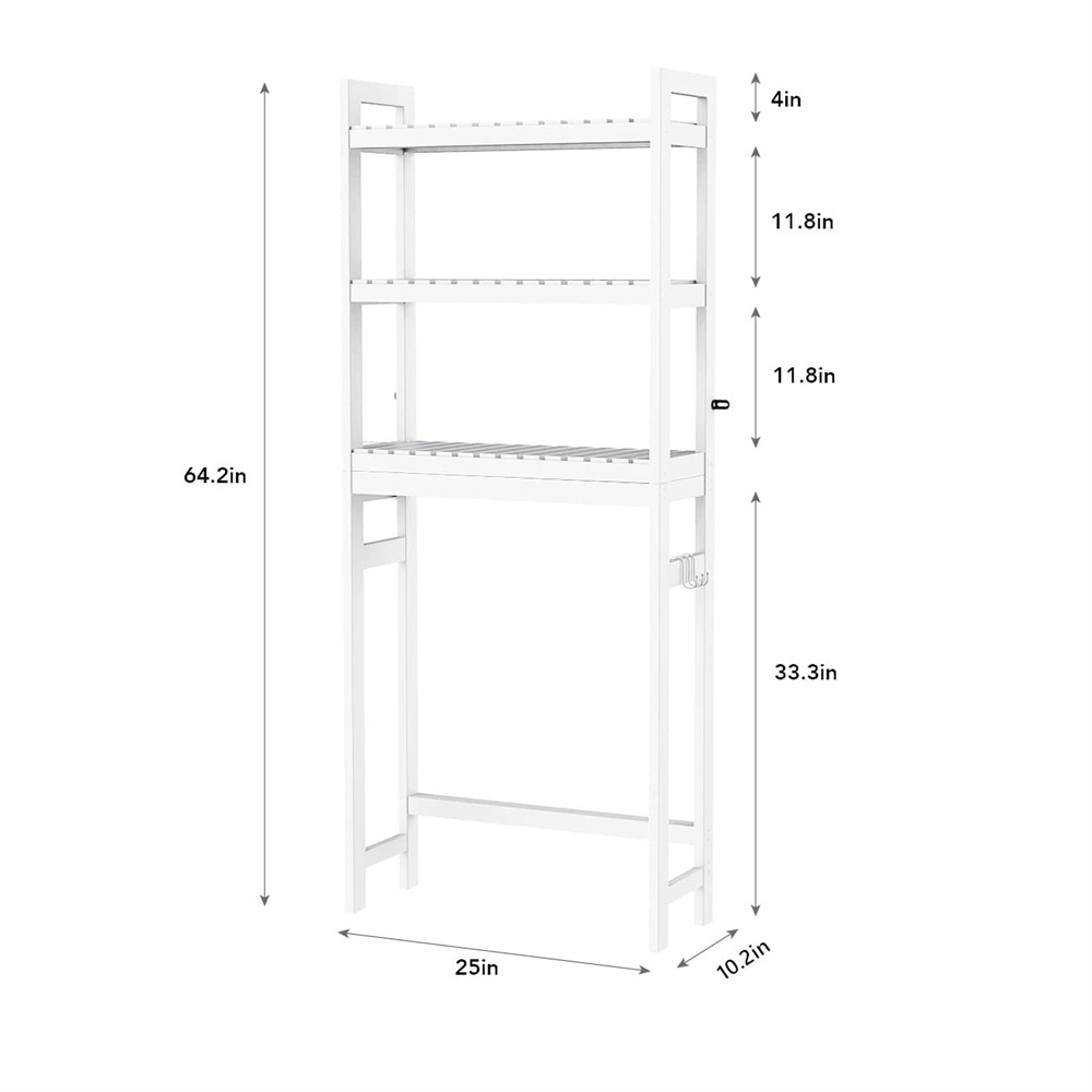 Factory 3 Tier Bamboo Over The Toilet Storage Shelf Organizer Storage Rack for Bathroom