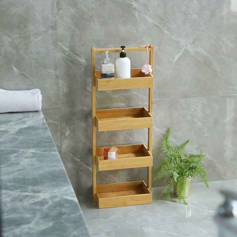 Factory Multifunctional Multi Layer Bathroom Bamboo Shelf Bathroom Storage Shelf Toilet Storage Rack