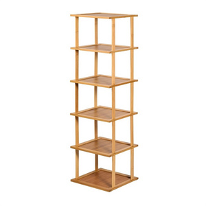 6 Tier Bamboo Shoes Cabinet Bamboo Vertical Shoe Rack 6 Tier Narrow Free Standing Shoe Rack Organizer for Unit Entryway Hallway