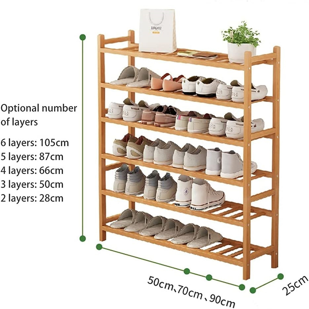 6 Tiers Shoe Rack Bamboo Shoe Storage Shelf Organizer for Entryway Home Living Room Balcony Hallway Shoe Storage