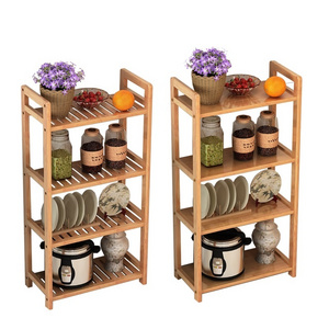 Bamboo Shelf Storage Shelves Free Standing Rack Multifunctional Shelving for Bedroom Kitchen