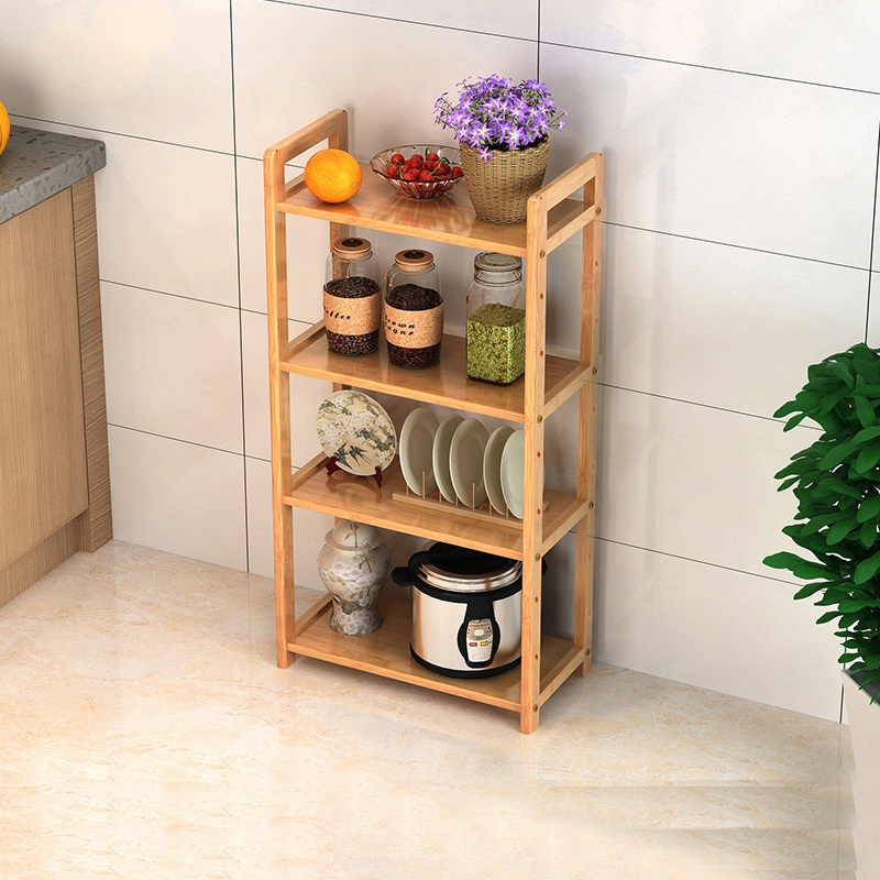 Bamboo Shelf Storage Shelves Free Standing Rack Multifunctional Shelving for Bedroom Kitchen