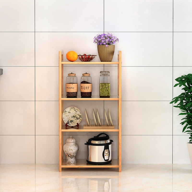 Bamboo Shelf Storage Shelves Free Standing Rack Multifunctional Shelving for Bedroom Kitchen