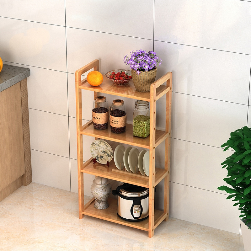 Bamboo Shelf Storage Shelves Free Standing Rack Multifunctional Shelving for Bedroom Kitchen