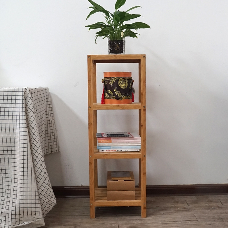 Wholesale Vertical Bamboo Shelf Square Book Display Stand Household Kitchen Bathroom Storage Rack