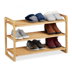 3 Tier Natural Bamboo Stackable Shoe Rack Storage Organizer Foldable Shelf For Entryways Living Room Home Decoration