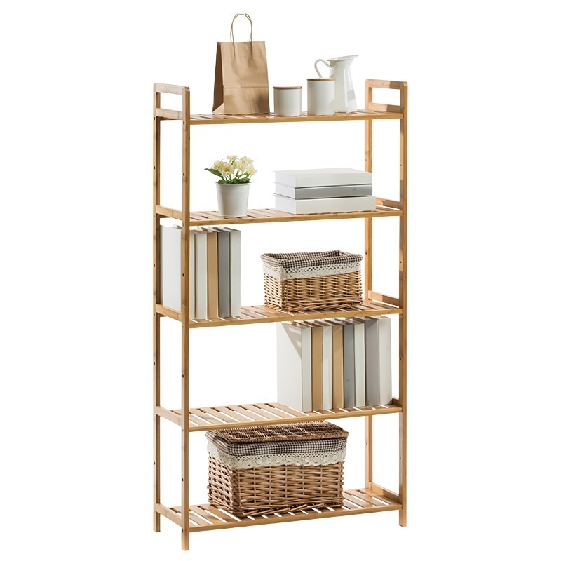 Bamboo Book Shelf Home Organization Storage Living Room Shelf Rack Organizer Frame Books Rack Stand Shelf