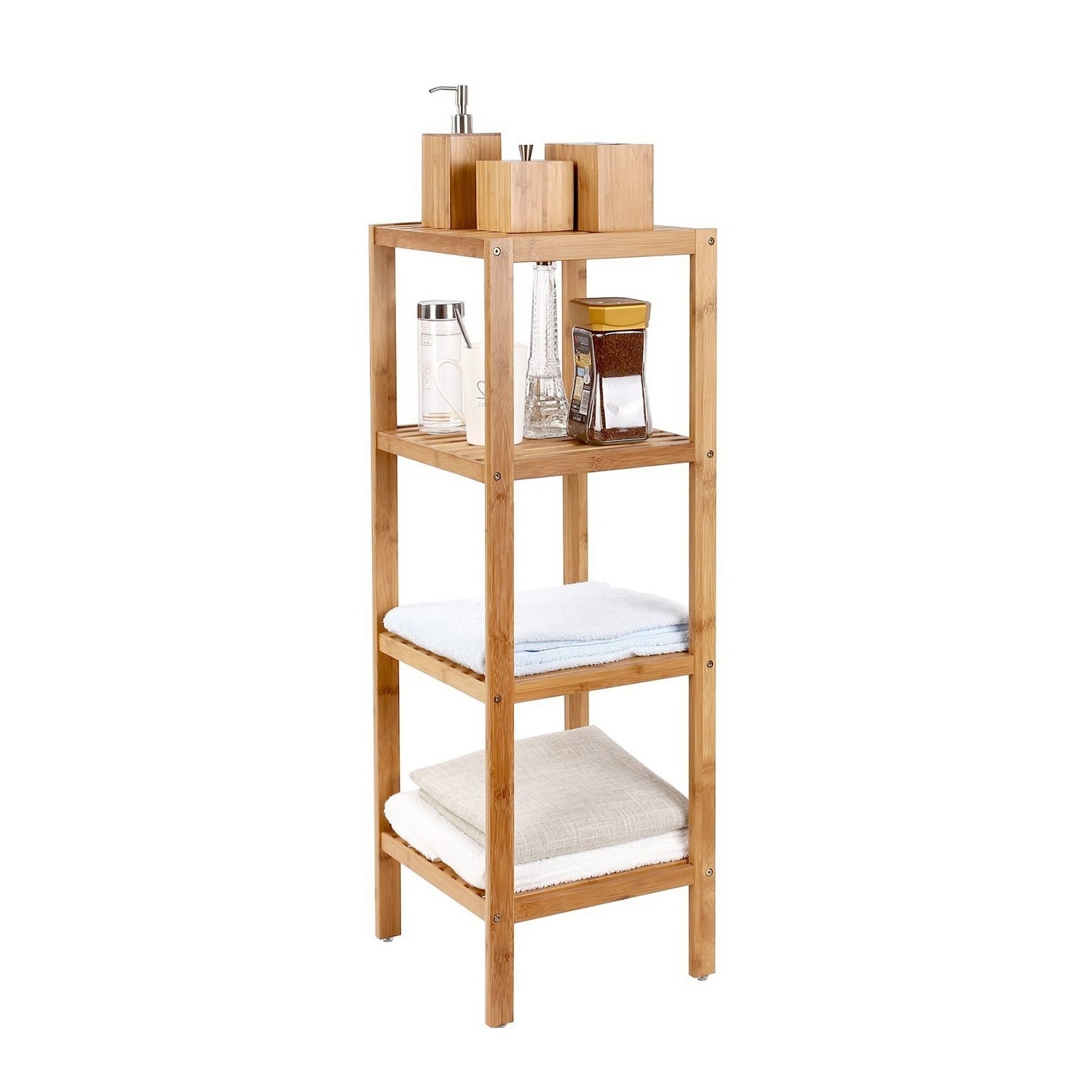 Bamboo Vertical Shelf Bookshelf Flower Rack Household Living Room Shelf Bathroom Storage Rack