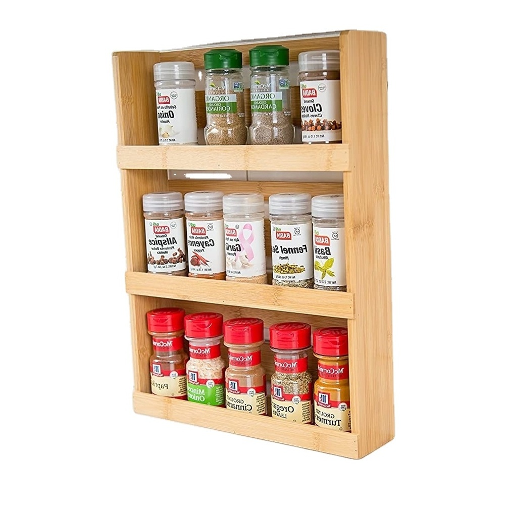 Customized 3 Tier Spice Bamboo Rack for Spices or Craft Supplies Kitchen Organizer Shelf