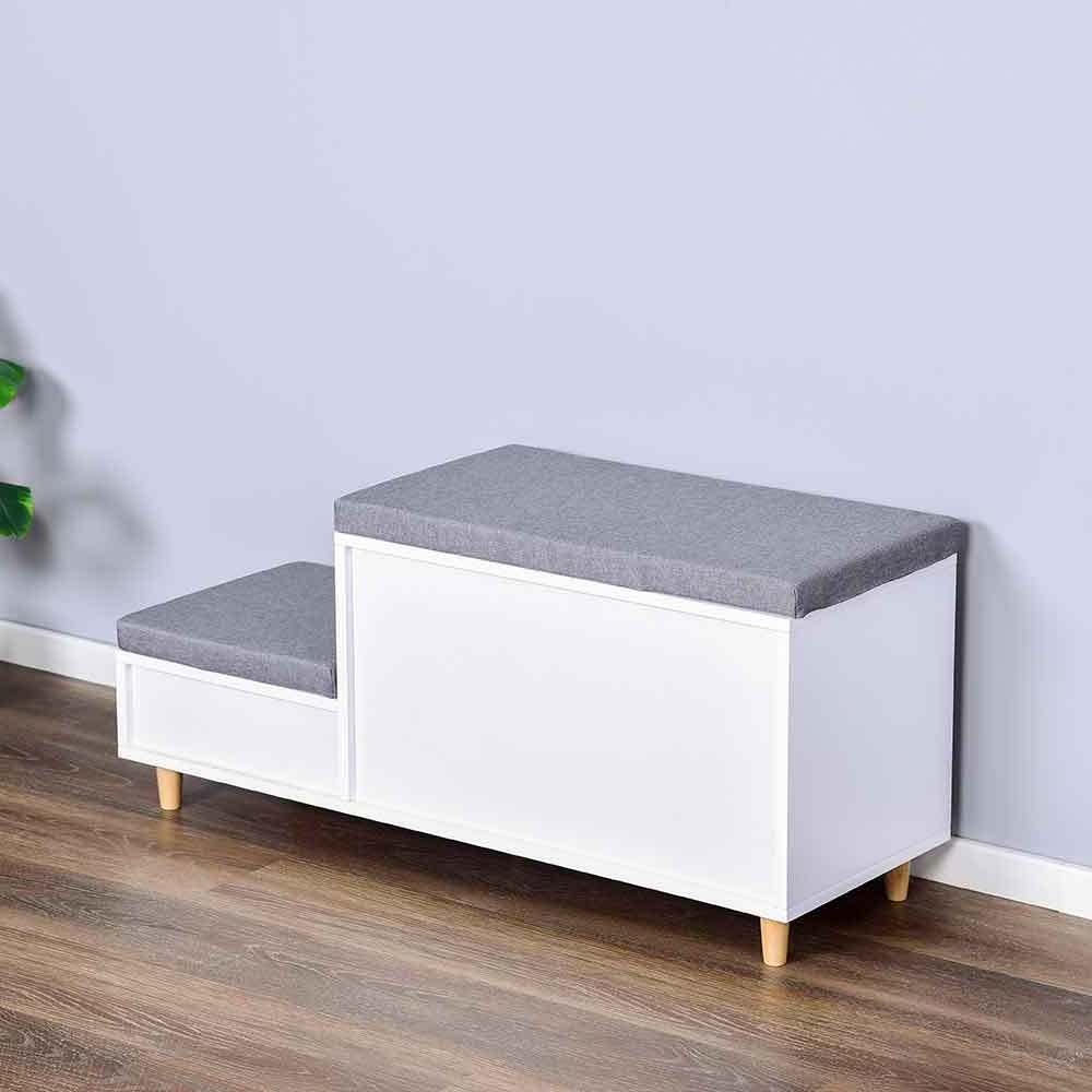 Entryway Storage Bench with Soft Seat Cushion Wooden Hallway Bench Shoe Rack Home Foot Stool Ottoman Cabinet Shoe Bench