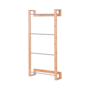 Wholesale Custom Freestanding Corner Portable 4-Bar Shelf Bathroom Bamboo Ladder Towel Rack