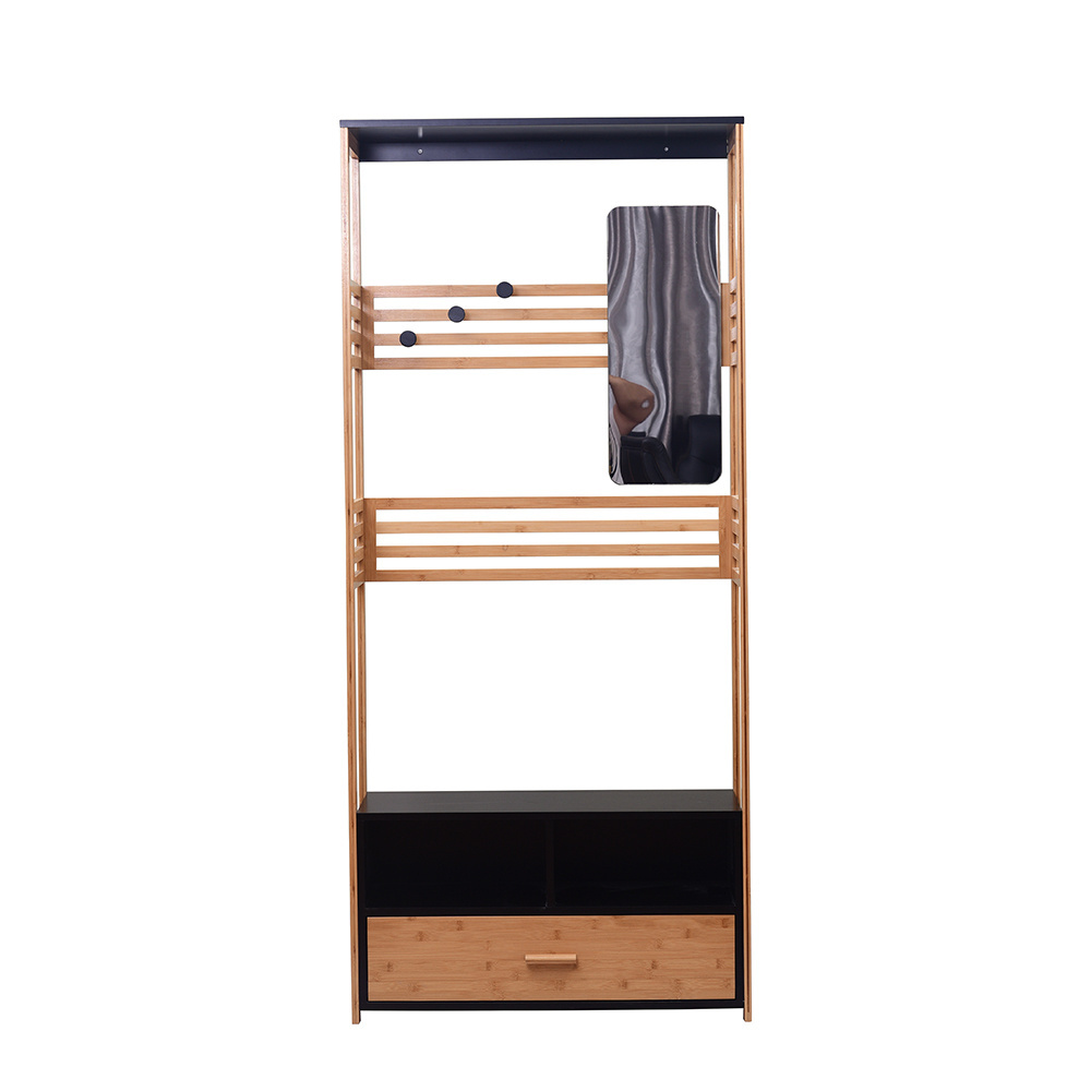 Mobile Tidy Clothes Coat Garment Hanging Rail Rack Storage Stand Castors with Shoe Shelf Rack