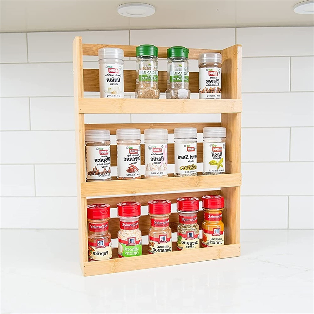 Customized 3 Tier Spice Bamboo Rack for Spices or Craft Supplies Kitchen Organizer Shelf