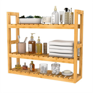 3 Tier Storage Rack Multifunctional Over Toilet Utility Shelves Living Room Kitchen Bamboo Bathroom Wall Mount Shelf