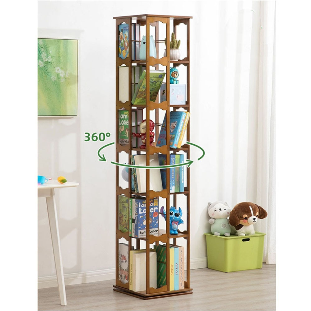 New Design 360 Rotating Bookcase Revolving Bamboo Bookcase Rotating Bamboo Organizer Shelves for Bathroom