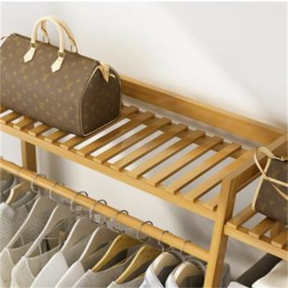 Hot Sale Bamboo Clothing Rack Clothes Hanger Household Garment Racks Bamboo Clothes Storage Rack