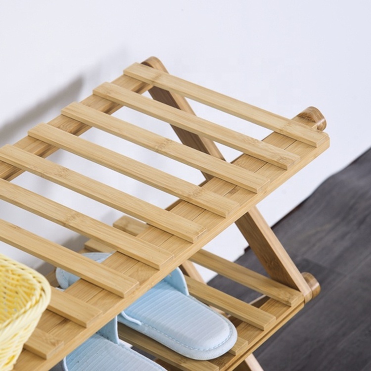 Wholesale Foldable Portable No Assembly Shoe Rack for Entryways Shoe Organizer for Livingroom Wholesale Bamboo Home Furniture