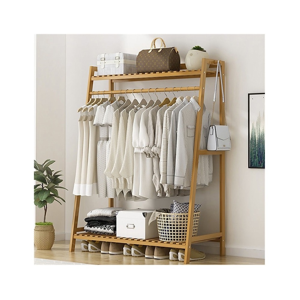 Hot Sale Bamboo Clothing Rack Clothes Hanger Household Garment Racks Bamboo Clothes Storage Rack