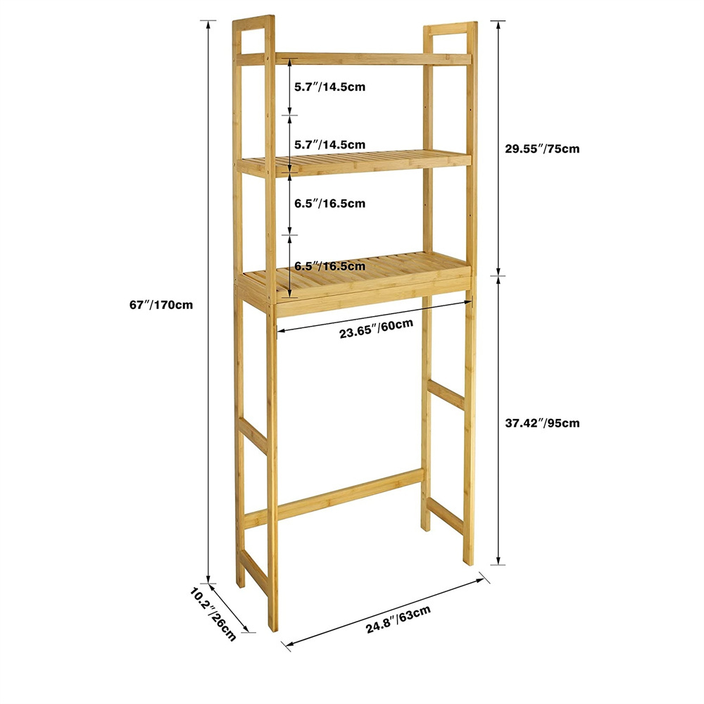 Multi Tier Bamboo Rack for Bamboo Bathroom Storage Shelf Bamboo Over Toilet Rack Shelf