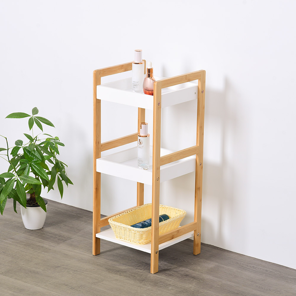 Modern Wooden Display Racking 3-Tier Shelf  Bamboo Storage shelf Bathroom Storage Rack Towel Rack