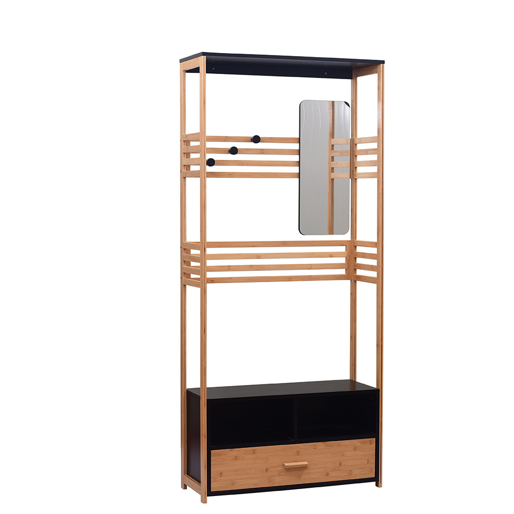 Mobile Tidy Clothes Coat Garment Hanging Rail Rack Storage Stand Castors with Shoe Shelf Rack