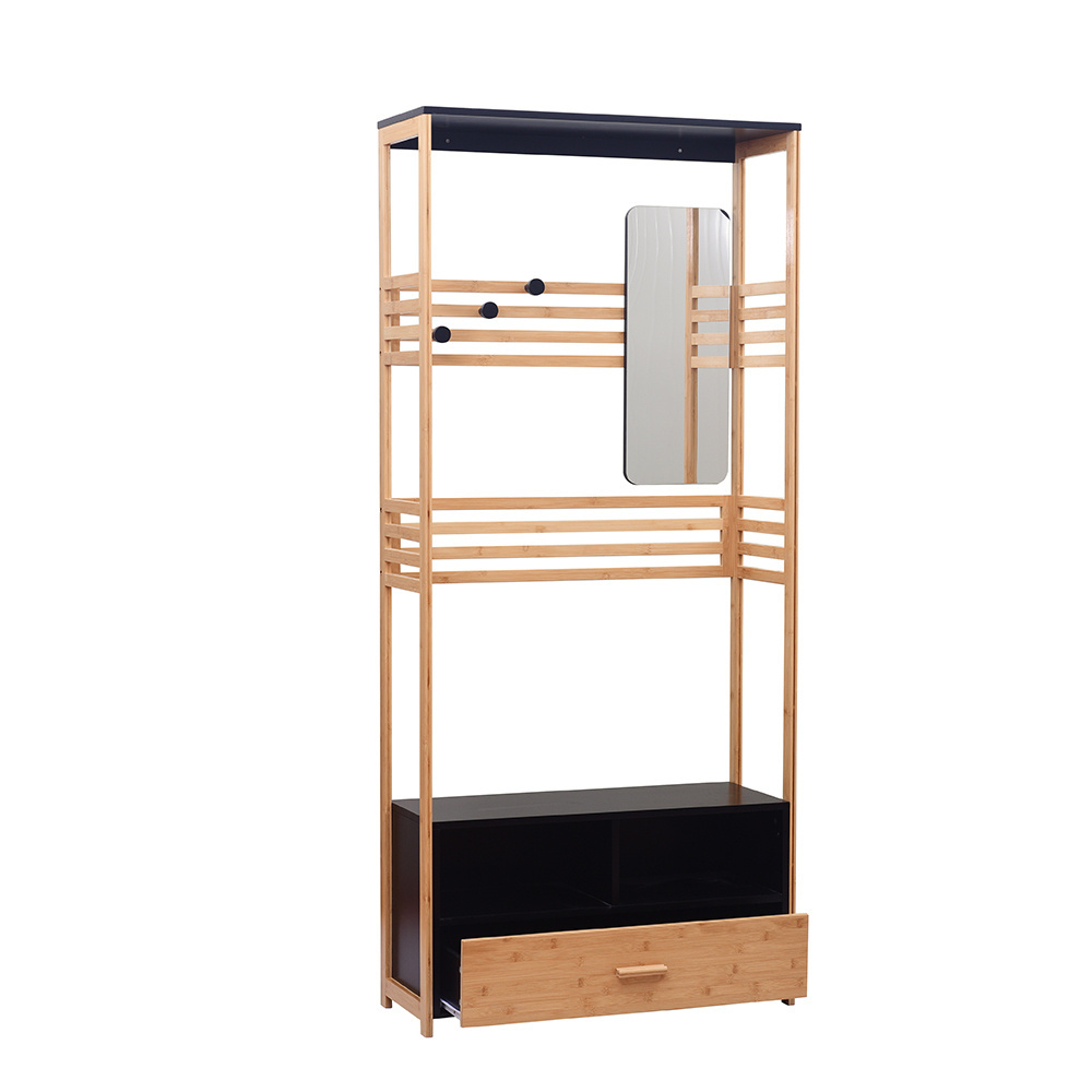 Mobile Tidy Clothes Coat Garment Hanging Rail Rack Storage Stand Castors with Shoe Shelf Rack