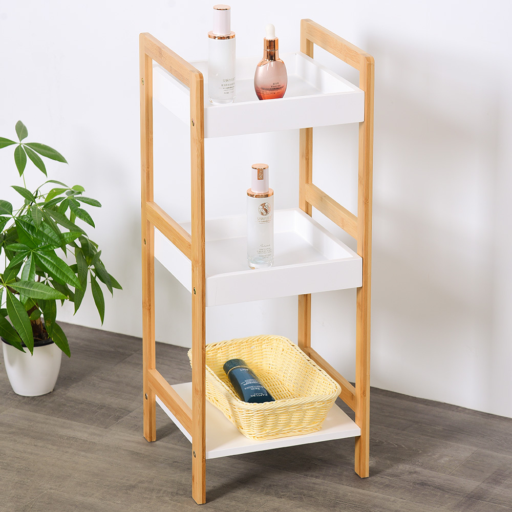 Modern Wooden Display Racking 3-Tier Shelf  Bamboo Storage shelf Bathroom Storage Rack Towel Rack