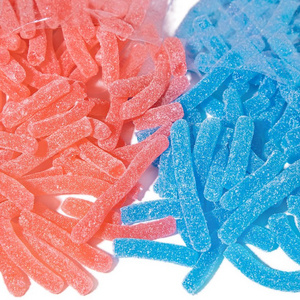 Classic chewy sour gummy candy in bulk factory directly red blue candy for wholesale