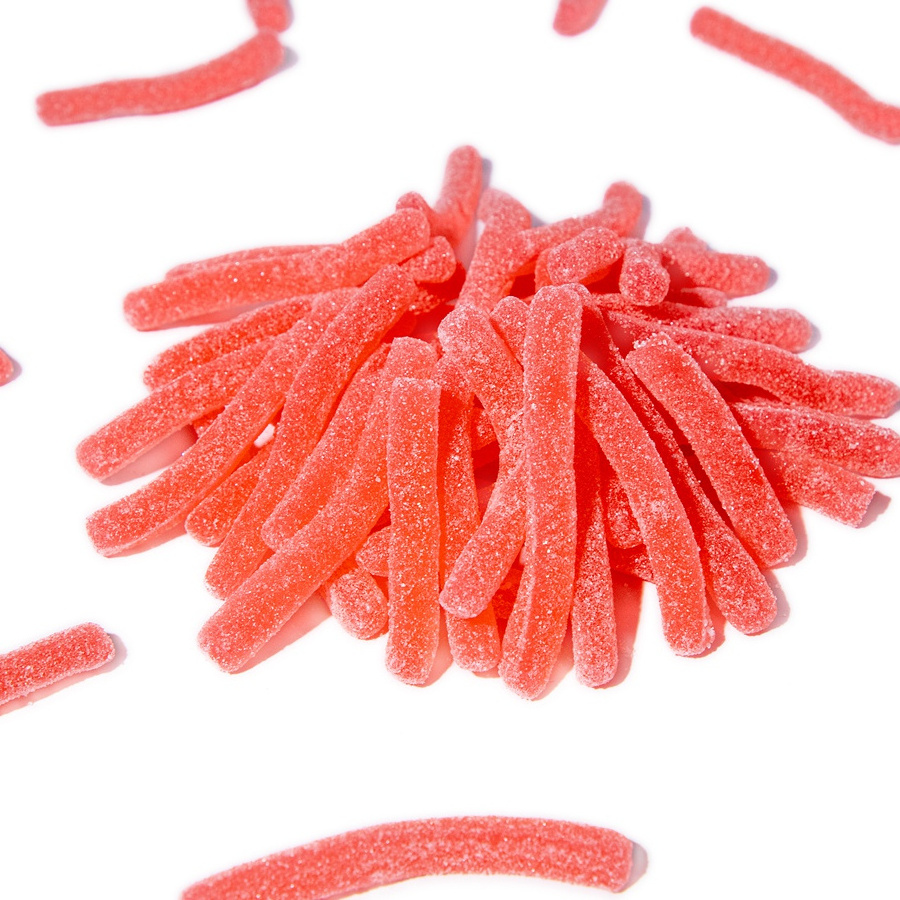 Yummy strips chewy sour gummy candy red blue candy for wholesale or bulk