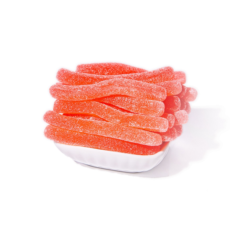 Classic chewy sour gummy candy in bulk factory directly red blue candy for wholesale