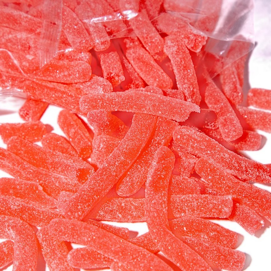 Yummy strips chewy sour gummy candy red blue candy for wholesale or bulk