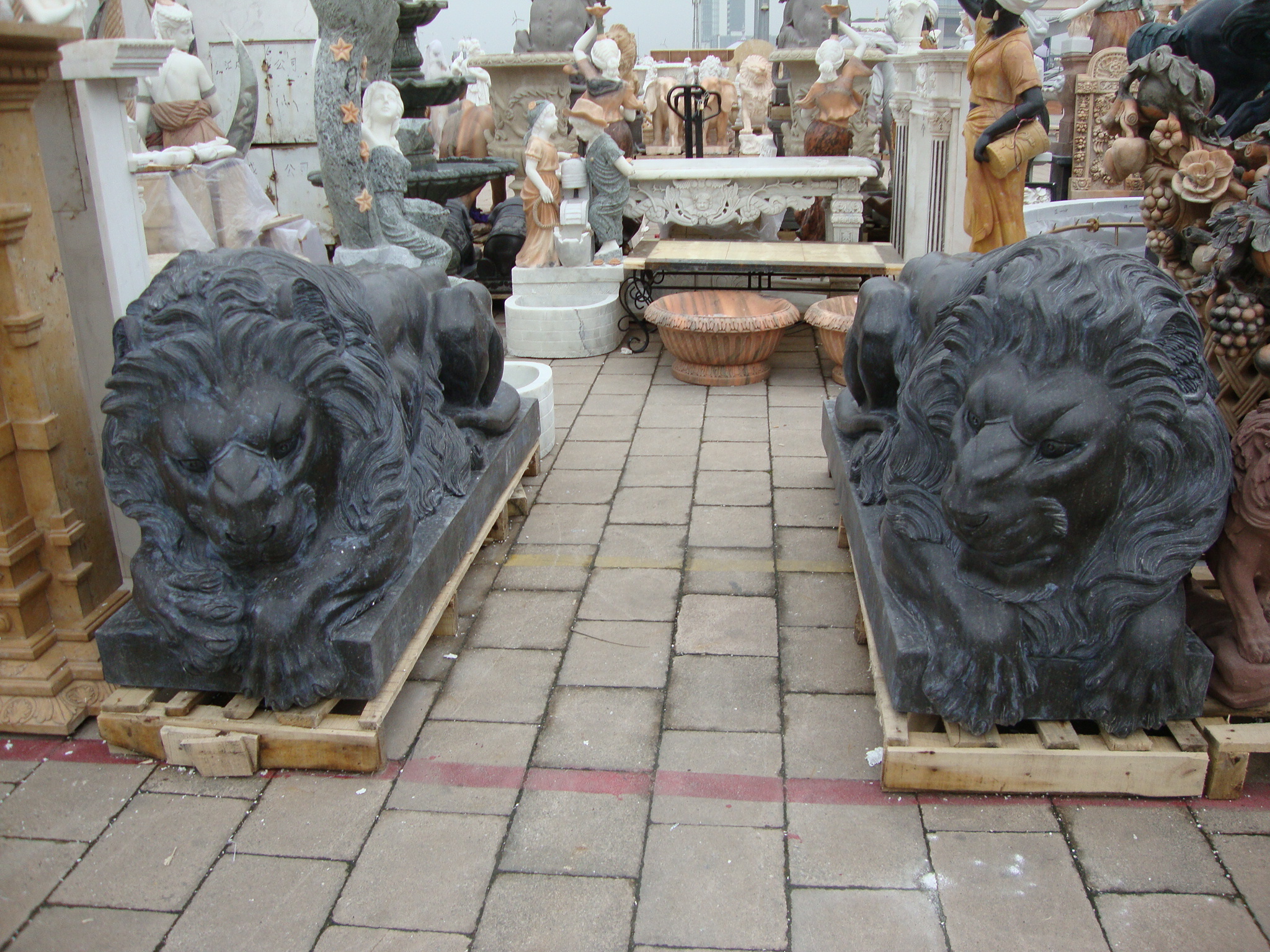 Customized Outdoor Garden Stone Lion Statue Life Size Large Statue De Lion En Pierre Marble Lions Statues Large Mold