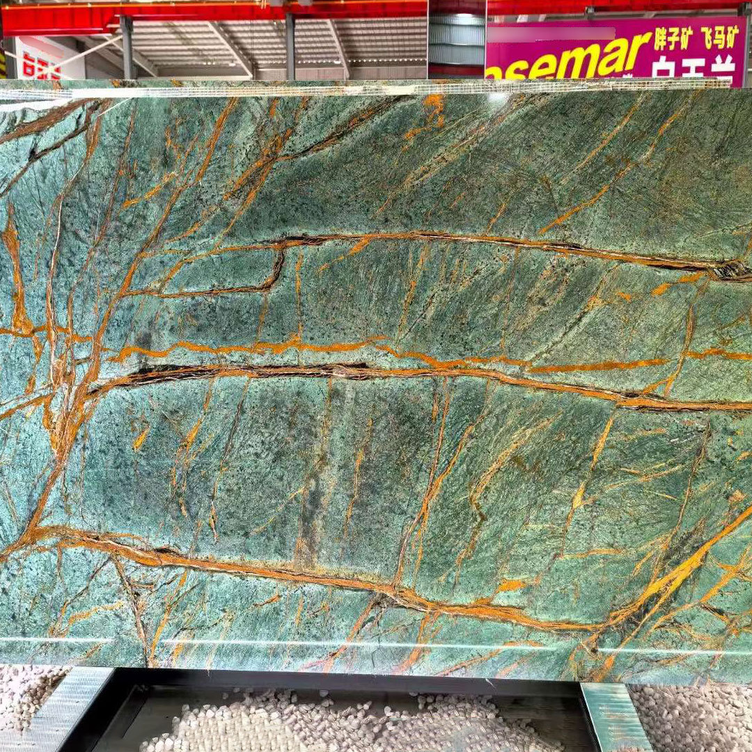 Faith Stone Best Looking Rainforest Green Marble Slabs Luxury Table Countertops