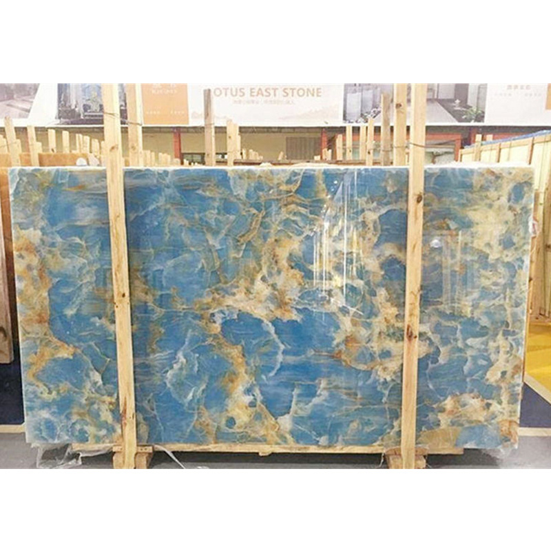 Faith Stone Customized Max Stone Good Price Natural Polished Blue Onyx Marble for Wall Background