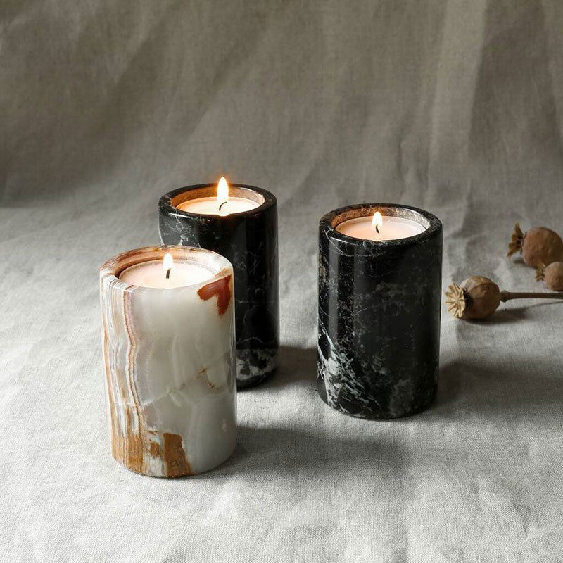 Faith Stone Luxury Natural Marble Onyx Candle Holder Round Candle Jar Wedding Decoration