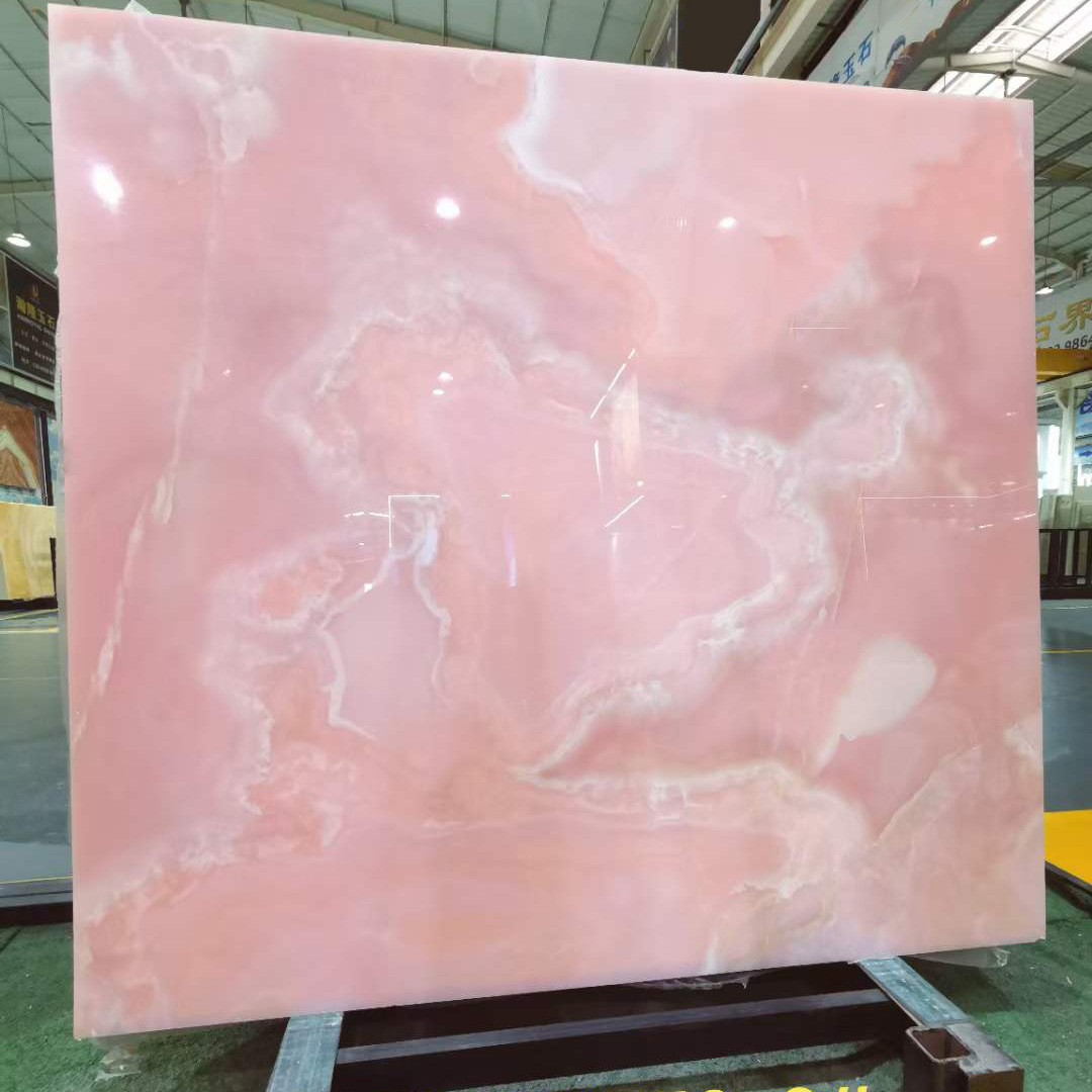 Faith Stone's High Quality Pink Onyx Marble Slab Polished Modern Design for Luxury Home Bathtub Table Countertops-for Villas