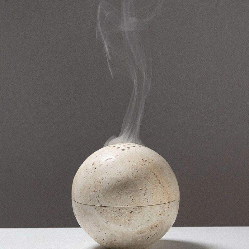 Faith Stone Best Price Beige Travertine Marble Incense Burner 10cm*10cm Size