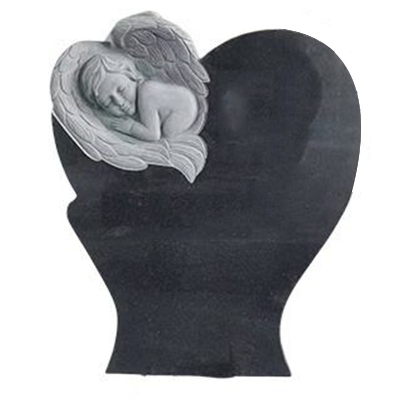 OEM Wholesales Different Models Of Black Granite Angel Headstone Heart Angel Wings Headstone